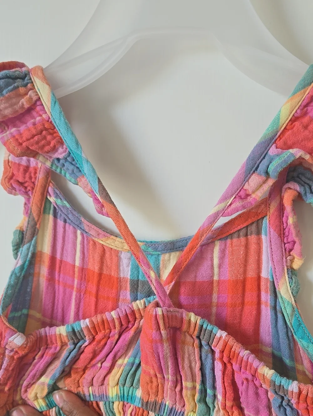 XS Cat & Jack Pink Multicolor Plaid Ruffle Sundress